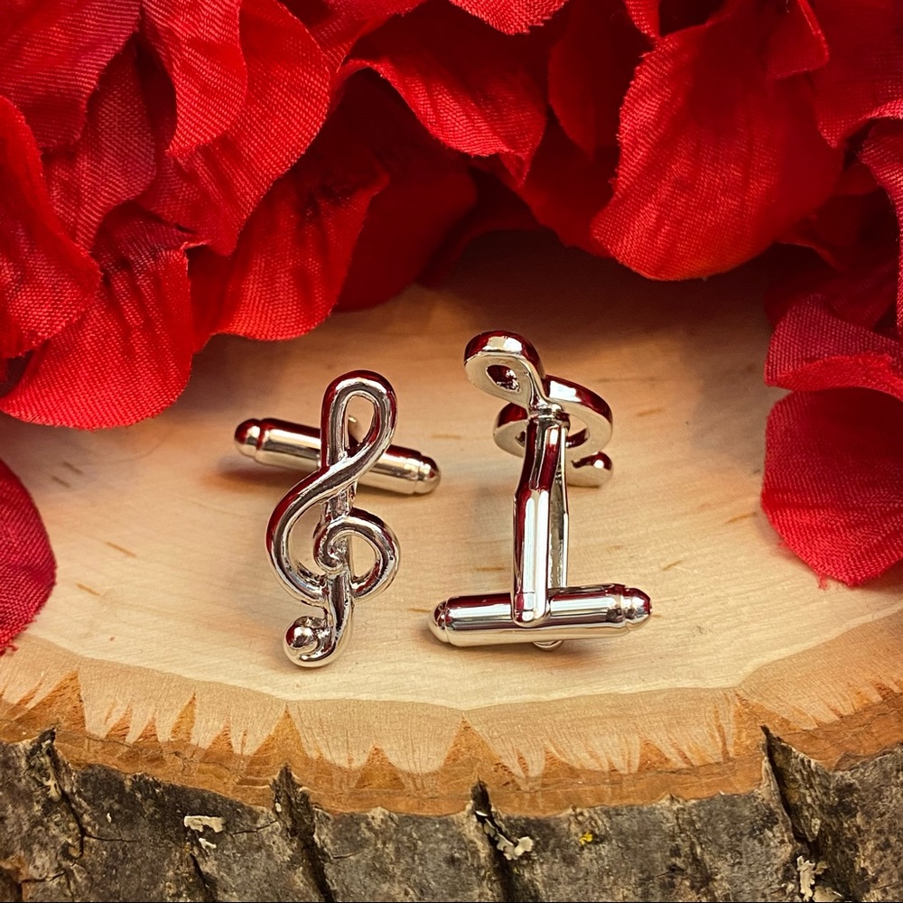 Silver Musical Note Cufflinks - Picture 10 of 16